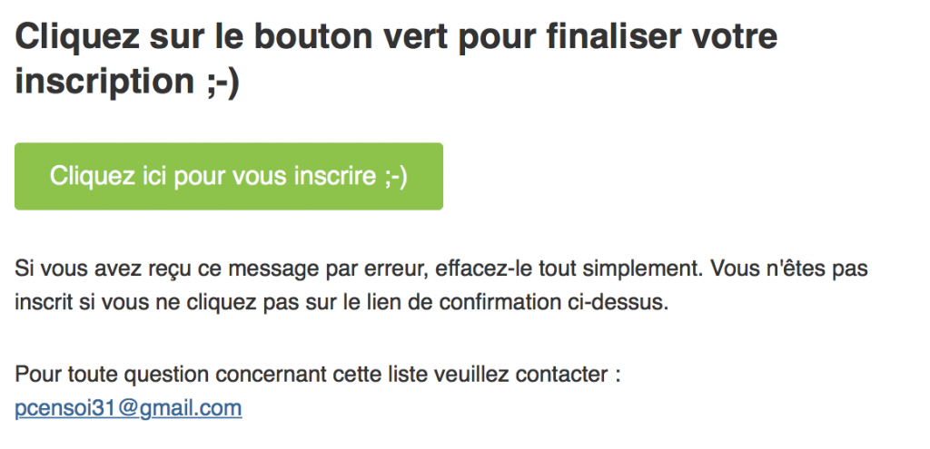 Mail d'inscription à prendre confiance en soi .fr